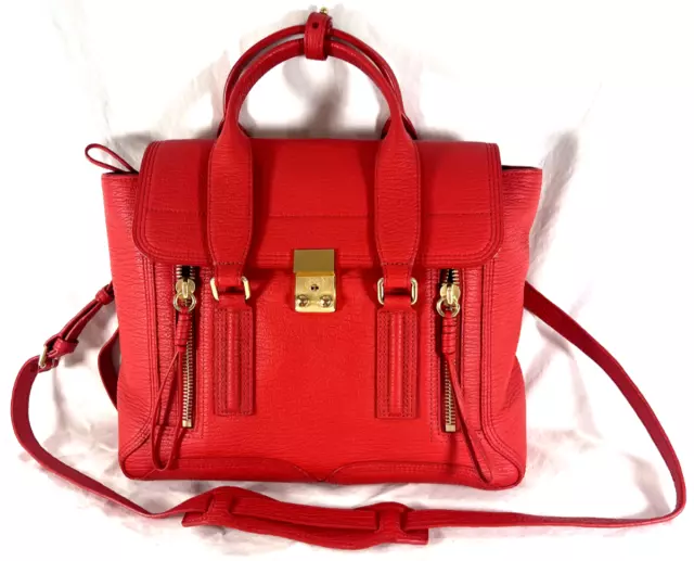 3.1 PHILLIP LIM Red Leather Pashli Large Satchel Crossbody Shoulder Bag