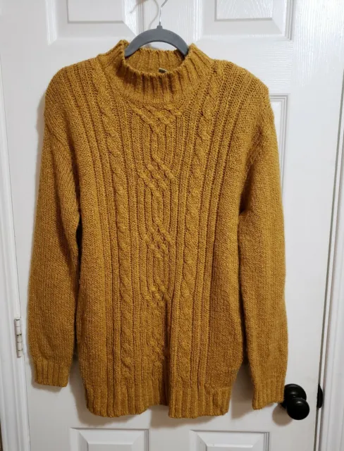 Vintage Mustard Mockneck Sweater 100% Acrylic Womens Size M/L