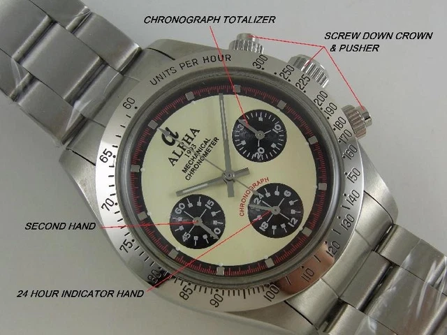 MONTRE ALPHA DAYTONA Paul Newman Lunette Brillante M canique 3