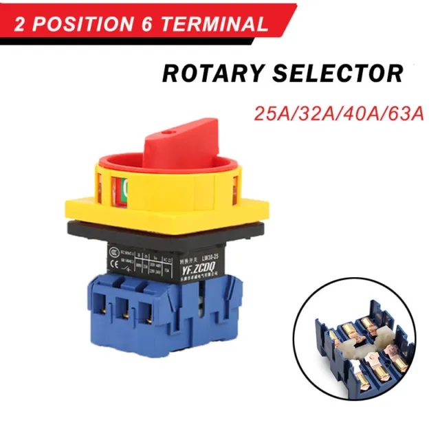 25A-63A 6 Terminals Rotary Cam Changeover Switch ON/OFF