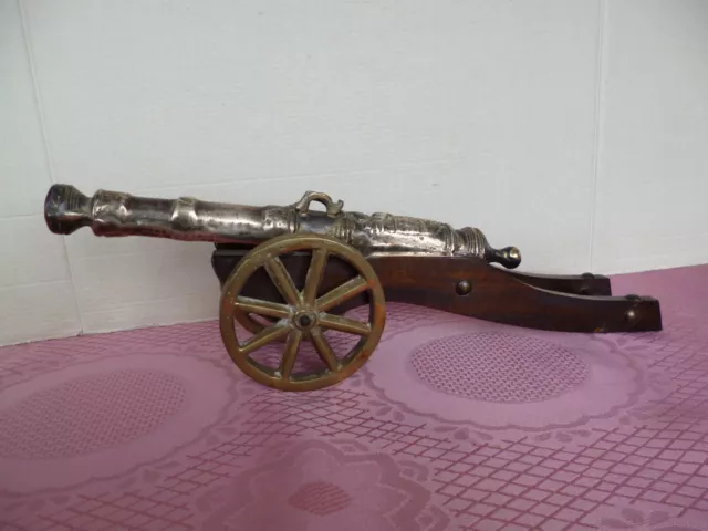 alte Miniatur Kanone, Messing Holz Deko, Vintage, RAR Sammler Modell TOP