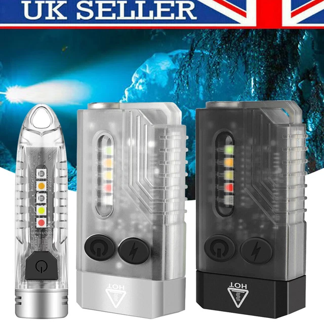 V10 1000lm Mini LED Flashlight Keychain Magnetic Portable Torch USB Rechargeable