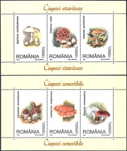 Romania 2003 FUNGHI/Funghi/Piante/Natura 3v m/s x 2 (s5889)