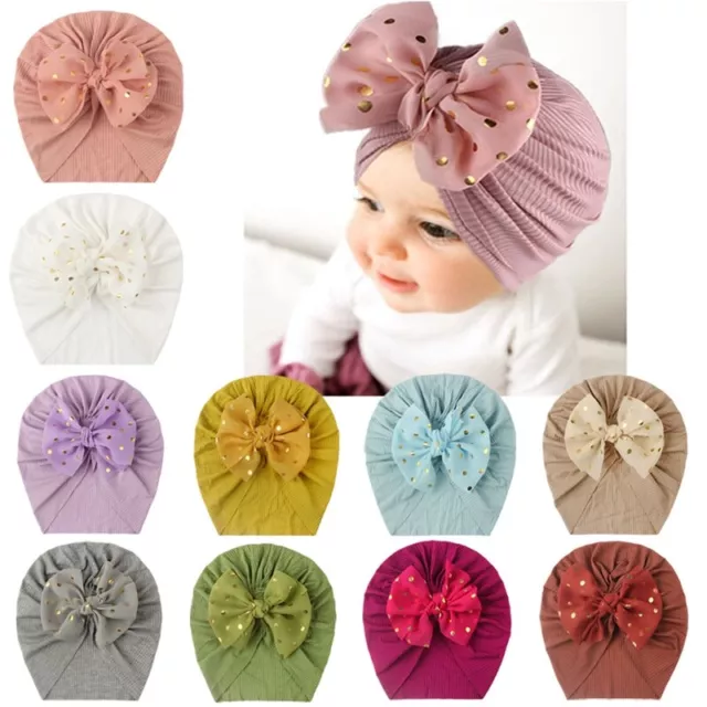Newborn Baby Girls Bow Turban Hat Head Wrap Infant Toddler Headband Bonnet Cute