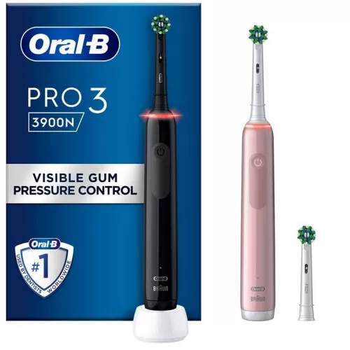 Oral-B Pro 3 3900N Black/Pink elektrische Zahnbürste mit 2. Handstück