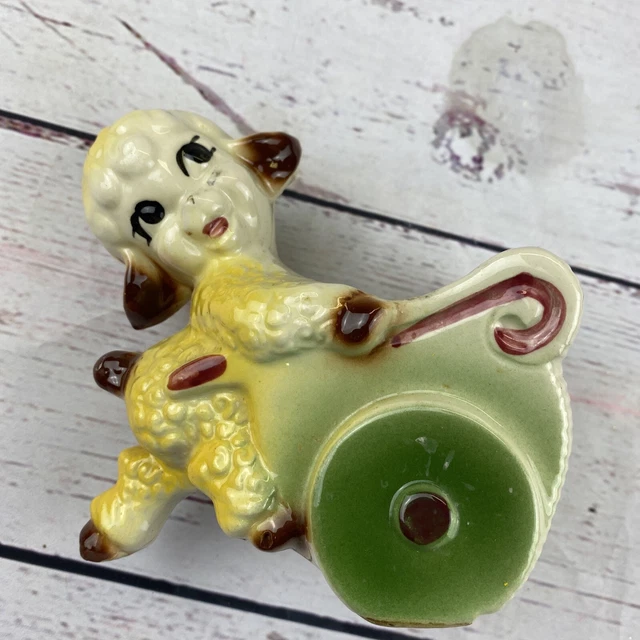 Vintage 30s 40s Mid Century Ceramic Cartoon Dog Puppy Pulling Wagon Cart Planter Vintage 30s 40s Mid Century Ceramic Cartoon Dog Puppy Pulling Wagon Cart Planter