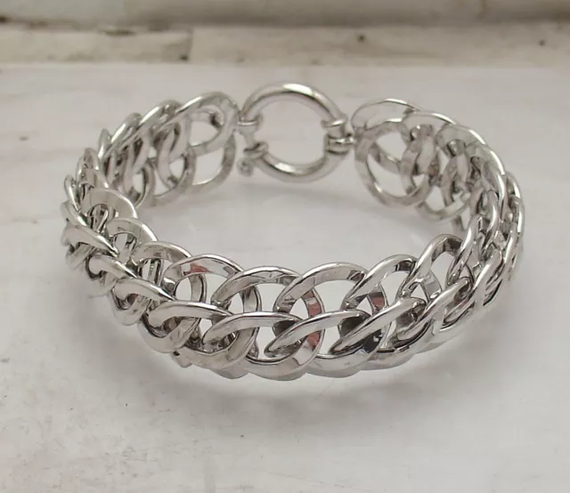 Bold Hammered Circle Woven Link Bracelet Anti-Tarnish Real Sterling Silver