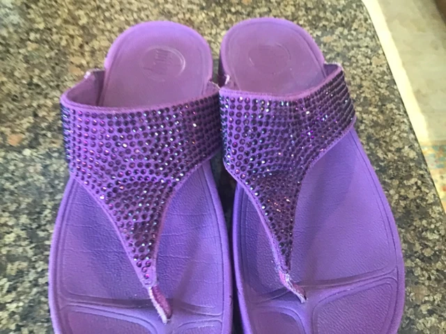 FitFlop Sandals Womens 8 Rokkit Rhinestone Slip On Thong Flip Flops 131-205 2