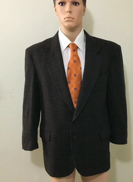 WOOLRICH Wool TWEED Blazer Men's L 44R Brown GLEN PLAID Sport Coat Vintage