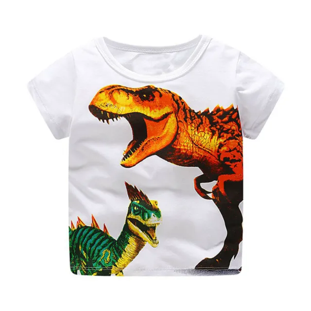 Toddler Kids Baby Boys Girls Cartoon Dinosaur Print Short Sleeve T shirt Tops