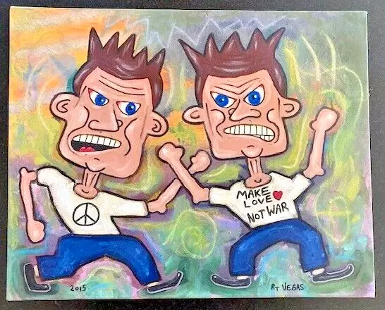 original art painting RT VEGAS 2010 outsider street canvas lowbrow graffiti pop