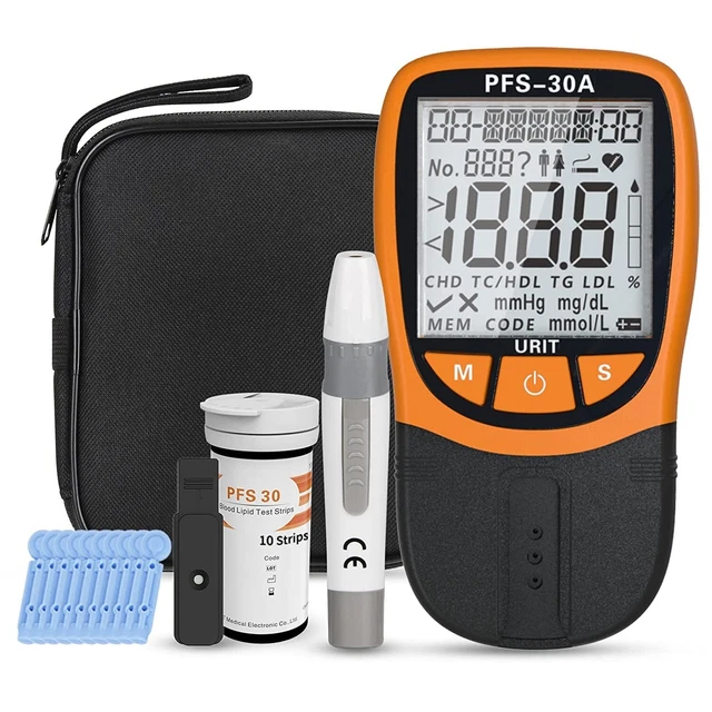 Analizador de lípidos en sangre URIT 5 en 1 kit de prueba de colesterol con tiras reactivas PFS-30A