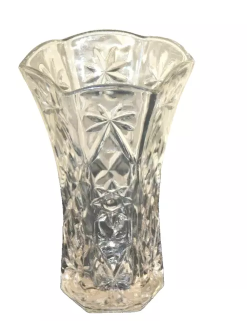 EAPC Early American Star of David Prescut Glass Anchor Hocking 10 1/4" Vase EXC