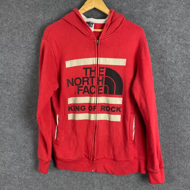 The North Face Jacket Mens Medium Red Bomber King Of Rock Spell Out Hood Adult