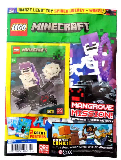 Lego Minecraft Magazine #14 ~ 2023 ~ New With Spider Jockey + Wheel!