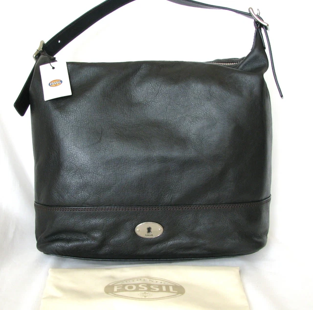Neuf Fossil Marlow Cuir Noir Hobo, Porte-Monnaie, Épaule + Main + Poussière Sac