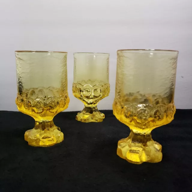 Tiffin Franciscan Madeira Yellow Cornsilk 3 Wine Water Goblets 5.5 Vintage Glass