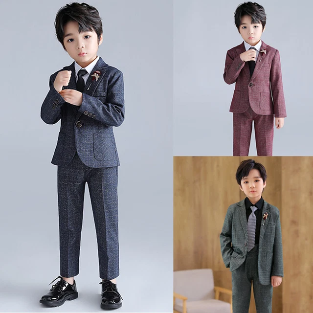 Abiti da ragazzo pezzo abito da sposa pagina bambini ballo festa blu navy rosso 2-11 anni nuovo
