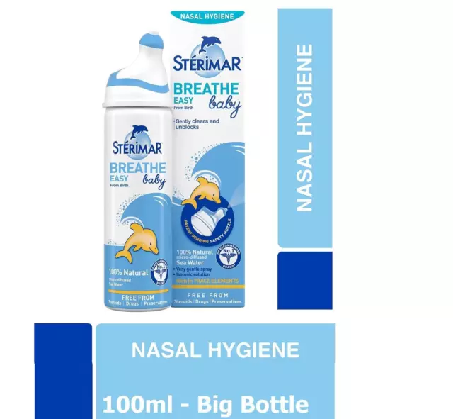 100ml Sterimar Breathe Easy Baby Nasal Hygiene Large Big  volume of 300 Sprays