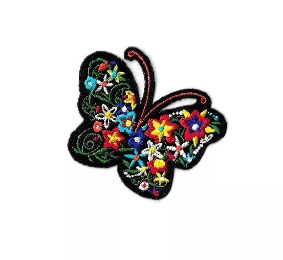 Butterfly - Retro - Love - Flower Child - Peace - Embroidered Iron On Patch