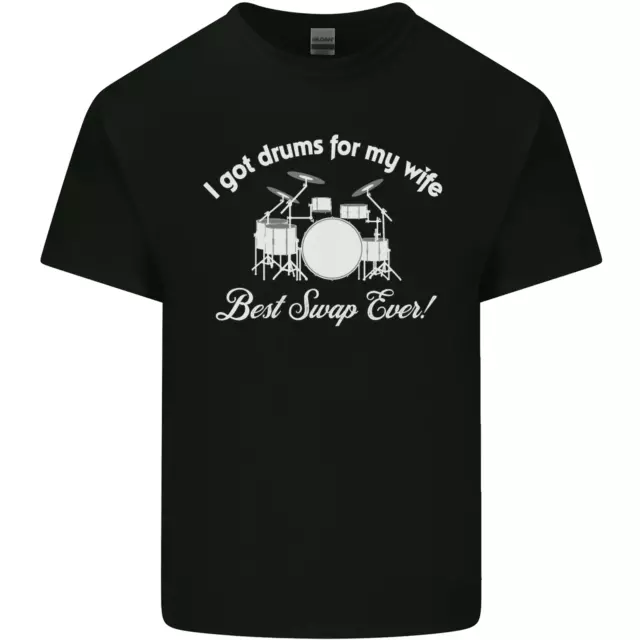 Batteria per My Wife Batterista Drumming Uomo Cotone T-Shirt