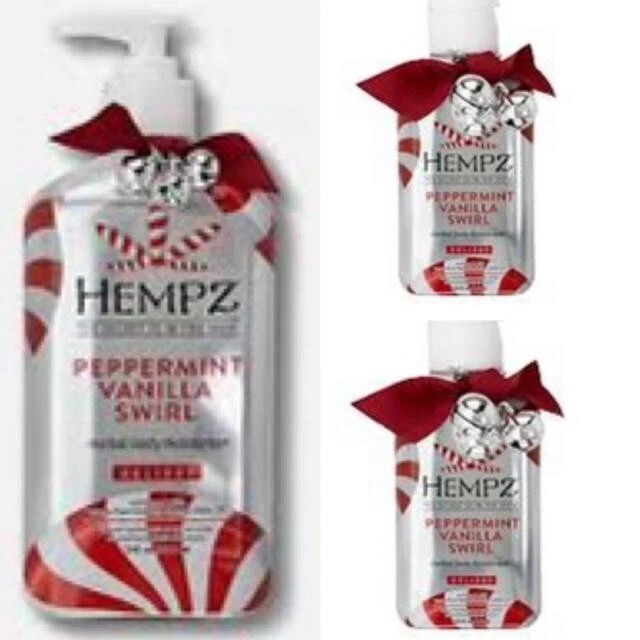 3 Pk Hempz Peppermint Vanilla Swirl Hand Wash 12 Oz Body Moisturizer Lotion 2.25