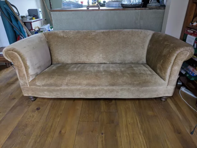 John Lewis Sand / Antique Gold Velvet Sofa Settee Couch 3 seater Wooden Legs