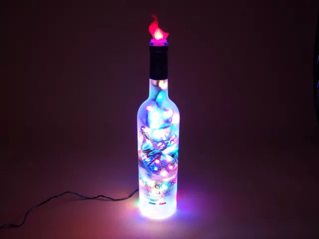 Flaschen Lampe Wodka Vodka GREY GOOSE - 80 LEDs Warmweiß+Multicolor UMSCHALTBAR