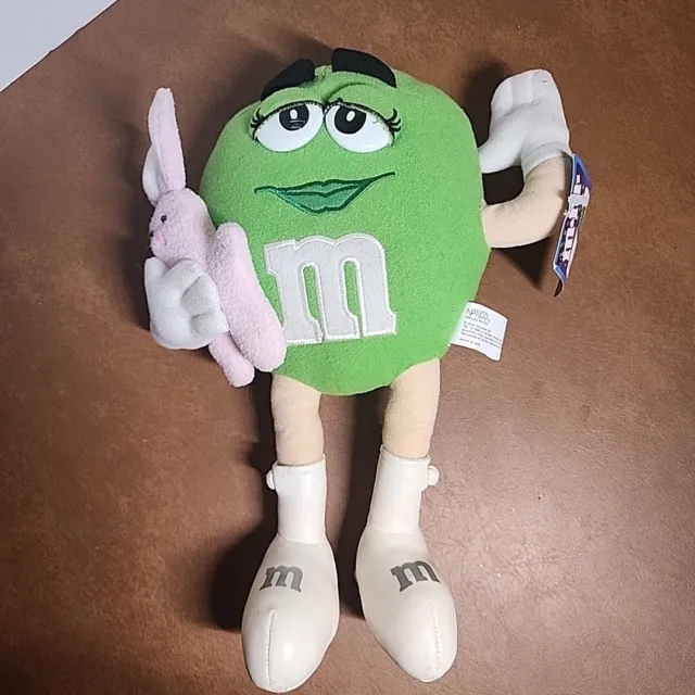 2001 Namco M & M  Plush - Green  M & M Girl with Easter Bunny with Tag 12"