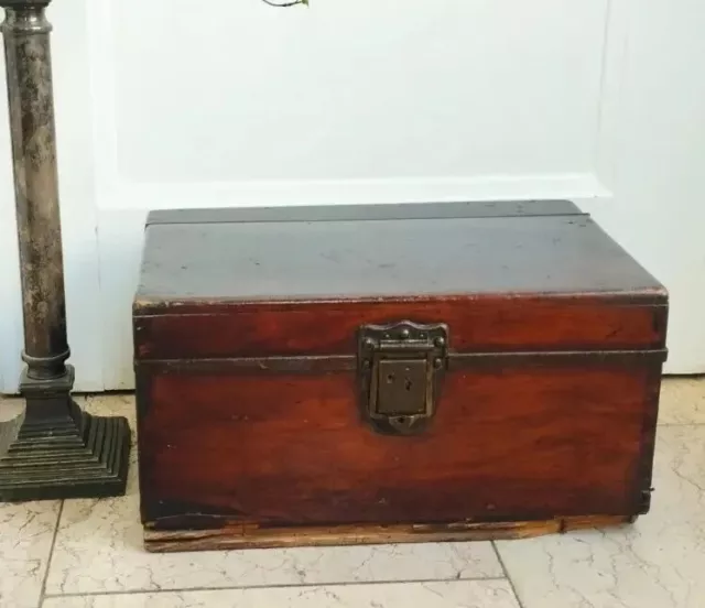 Sehr große Holzkiste Truhe alt Schmuck Schatulle Kiste Schatztruhe Box um 1920 3