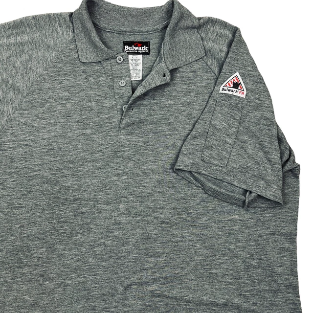 Bulwark FR Flame Resistant Polo Shirt Mens XL Gray 8.2 Arc Rating Modacrylic