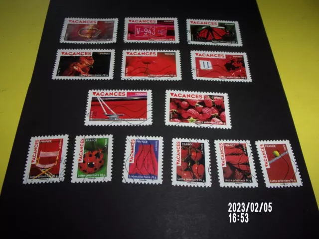 Serie 2009 N° AA 315 - 328 Vacances Rouges oblitéré 1 Cachets ronds