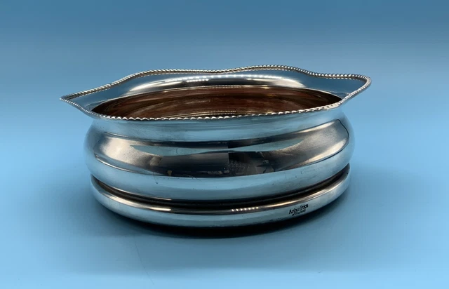 Beautiful Arthur Price Of England Silver Plate & Turned Wood Wine Coaster
