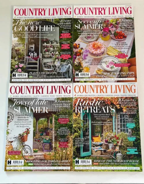 4 X Country Living magazine bundle job lot 2023 Jun Aug Sep Oct VGC