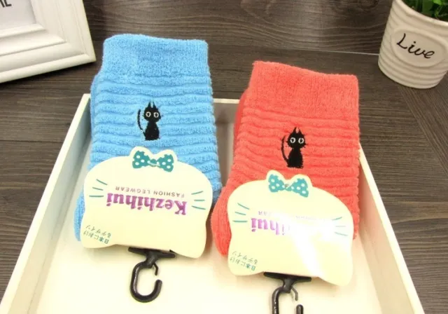 2 pairs Cute Cartoon socks, black cat Women's Socks, cotton, girls socks