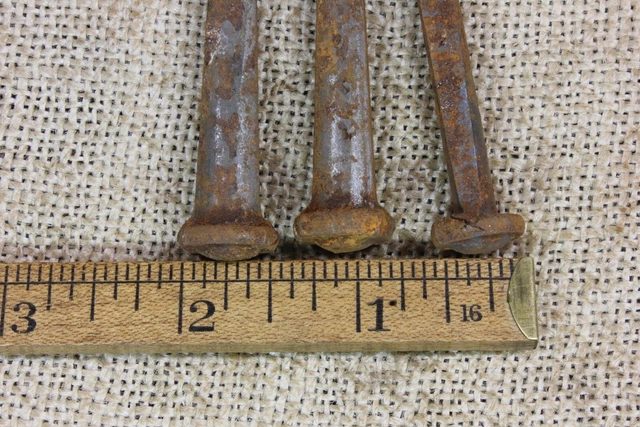 4 1/2” Spikes SQUARE NAILS 3 old vintage common L dimple rosehead Crucifixion 2