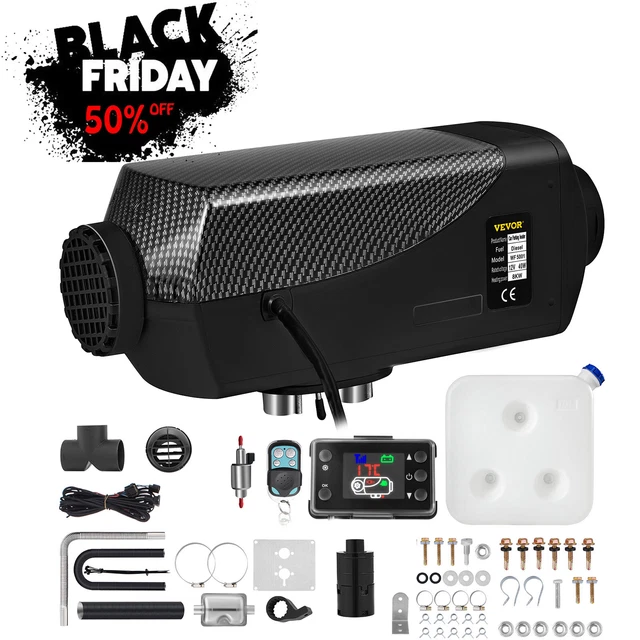 Chauffage Diesel 12V 8 KW Avec Télécommande LCD - Chauffage Auxiliaire Pour Voiture, Camping-car, Bateau, Utilisation Hiver, Silencieux Inclus