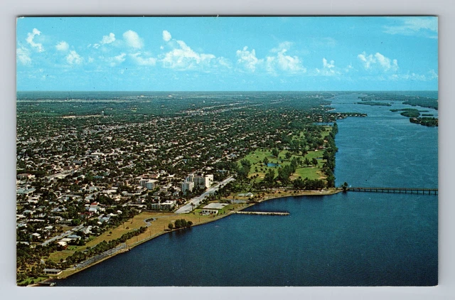 Lake Worth FL-Florida, Aerial View of Lake Worth, Antique Vintage Postcard