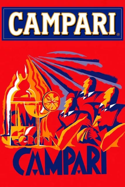Poster Manifesto Locandina Pubblicitaria Stampa Vintage Aperitivo Campari Soda