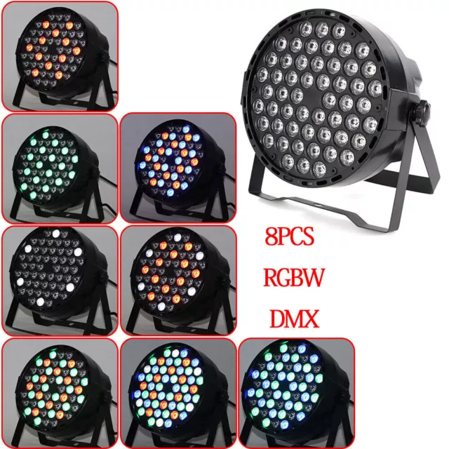 8pcs DMX512 Stage Par Light 54x3W RGBW LED AUTO/Sound PAR64 Party Lighting 7CH