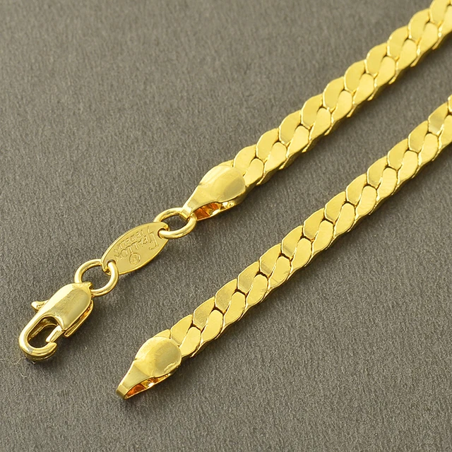 Chaine En Laiton Doré Maille "vague" Ou "épi" - Longueur 48 Cm, Unisexe - Neuf Sous Blister