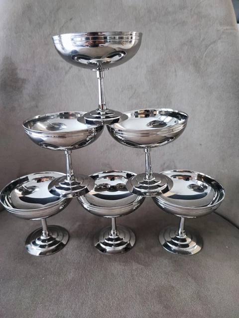 Paire de coupes à glace / dessert vintage 1970 Létang & Rémy inox 18/10 – Made in France vintage seventies 1970 - Arts de la table