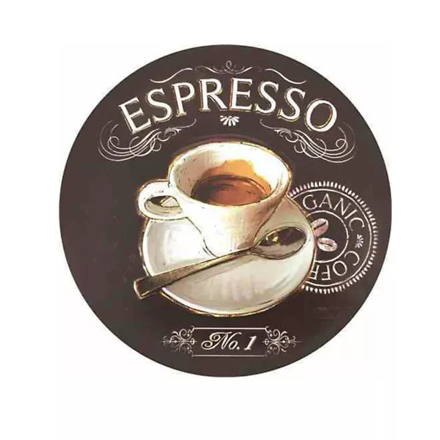 Round Coffee Tin Plate Drawing Artworks Metal Cafe Garage Retro Door Sign Poster