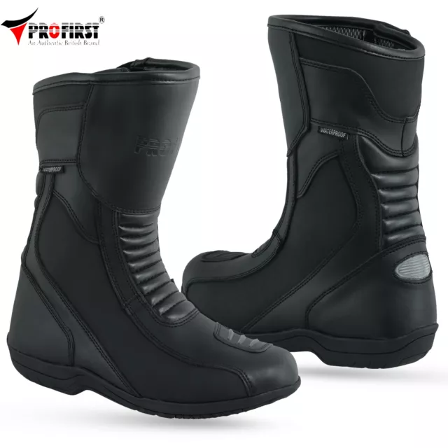 Mens Waterproof Leather Touring Boots Motorbike Motorcycle Riding Armoured Shoes