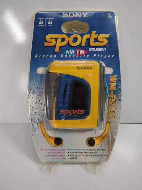 NEW Vintage Sony Sports Walkman AM/FM Radio Cassette Player-Yellow WM-FS191 NOS