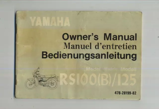 Yamaha RS100 RS125 (74-75) Factory Owners Riders Manual HandBook RS 100 125 EL27