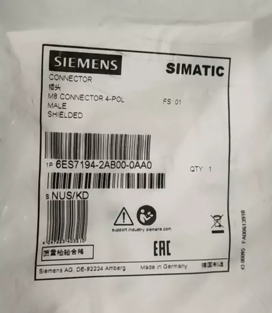 1pcs SIEMENS Connector 6ES7194-2AB00-0AA0