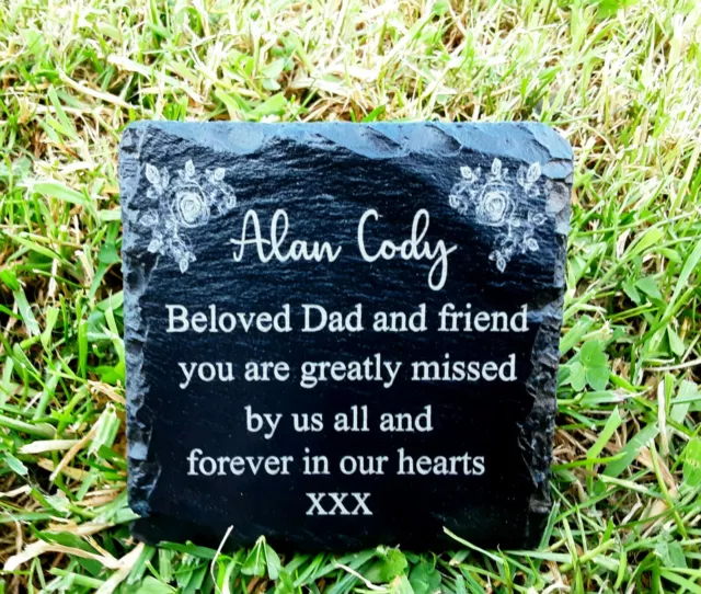 Personalised Engraved Slate Stone Memorial Grave Marker Plaque ANY NAME MUM DAD