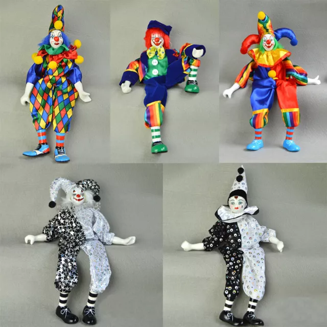 38cm Vintage Hand Painted Porcelain Clown Doll  Home Ceramic Decoration Toy Gift