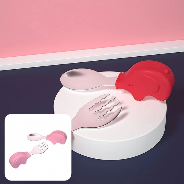 1 Set Toddler Spoon Ergonomic Handle Comfortable to Grip BPA Free Baby Fork